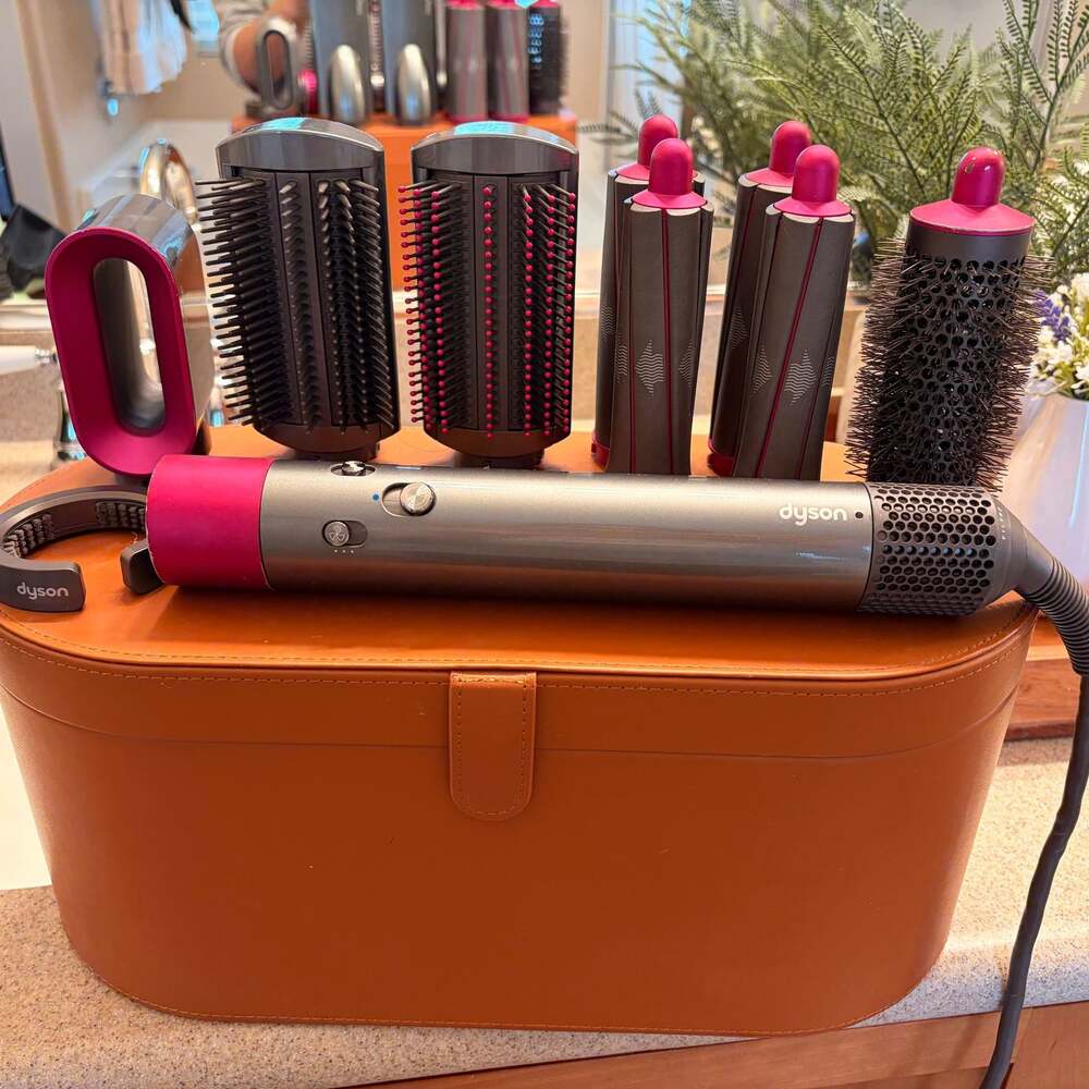 Dyson Airwrap Complete Styler in Fuchsia/Nickel with Leather Storage Case